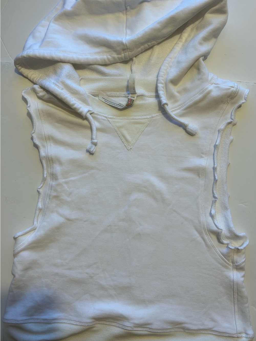 Free people White Sleeveless Hooded Sweatshirt